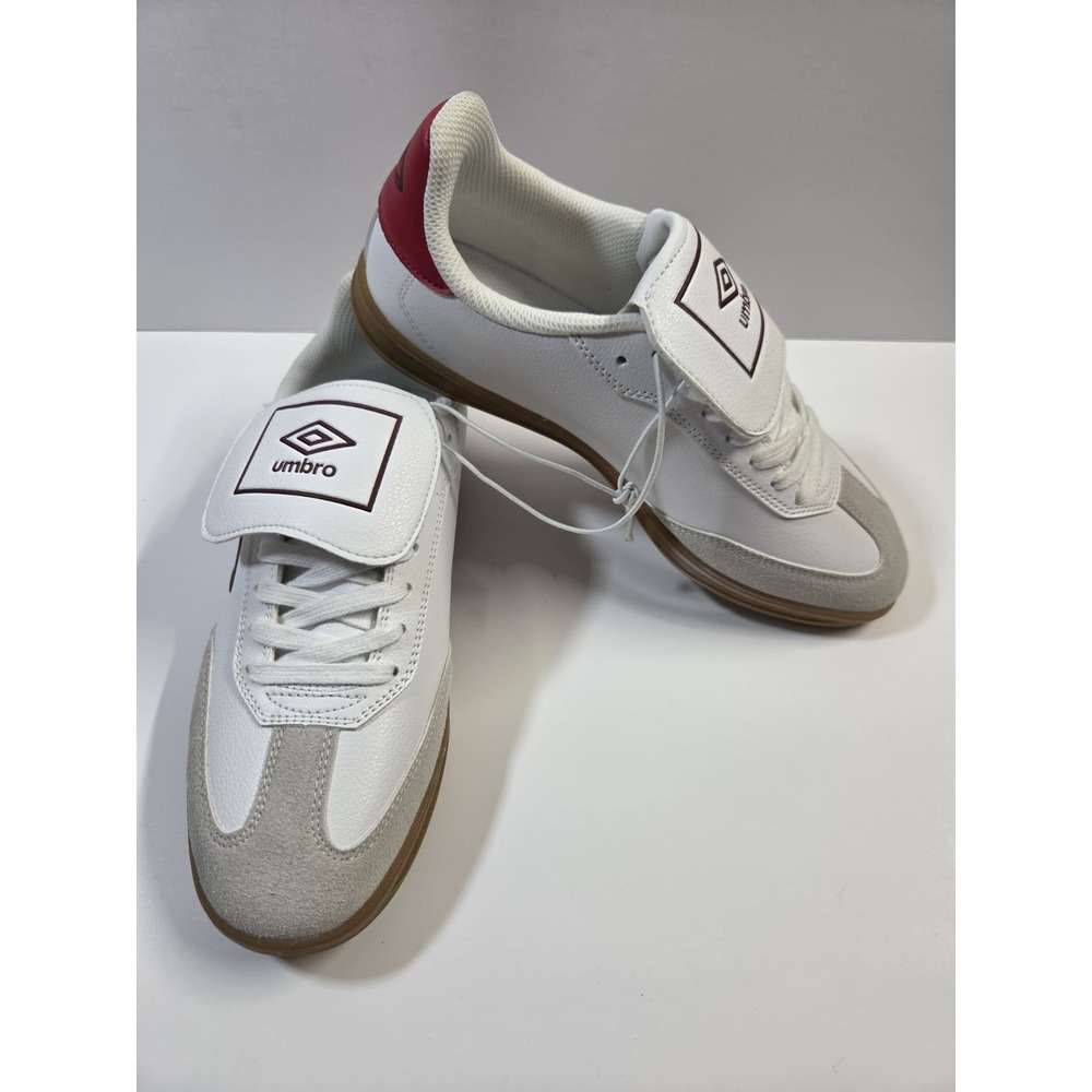 Umbro UMBRO-TX White Red Gum Soccer Sneakers Low Top Lace Up Rubber Outsole 8.5